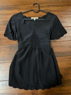 See By Chloe Silk Black Scallop-Edge Blouse